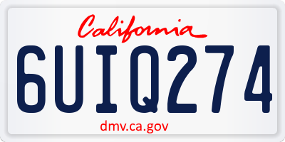 CA license plate 6UIQ274