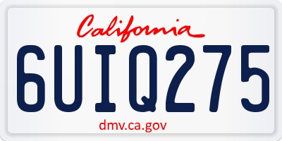 CA license plate 6UIQ275