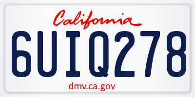 CA license plate 6UIQ278