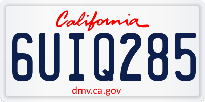 CA license plate 6UIQ285