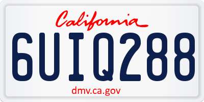 CA license plate 6UIQ288