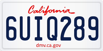 CA license plate 6UIQ289