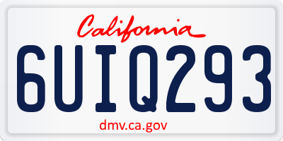 CA license plate 6UIQ293