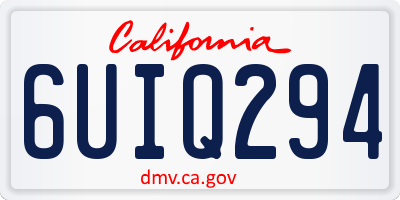 CA license plate 6UIQ294