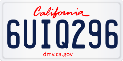 CA license plate 6UIQ296