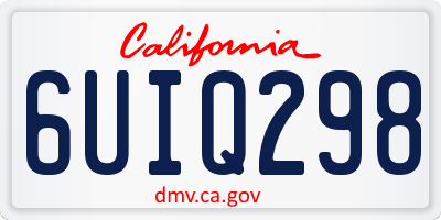 CA license plate 6UIQ298
