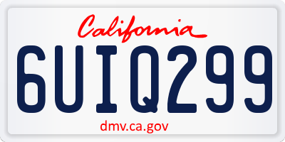 CA license plate 6UIQ299