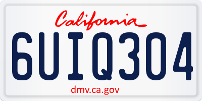 CA license plate 6UIQ304