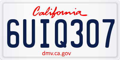 CA license plate 6UIQ307