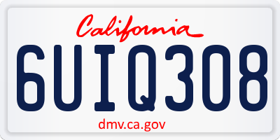 CA license plate 6UIQ308