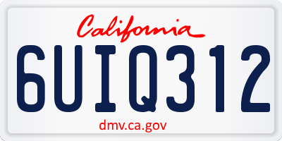 CA license plate 6UIQ312