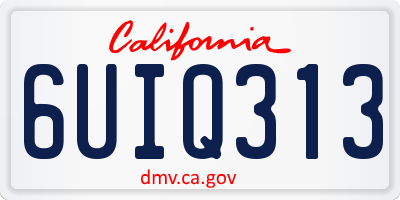 CA license plate 6UIQ313