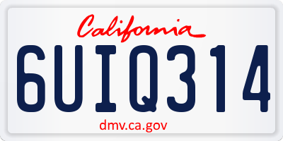 CA license plate 6UIQ314