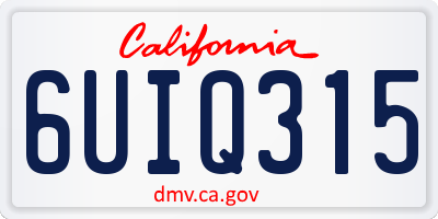 CA license plate 6UIQ315