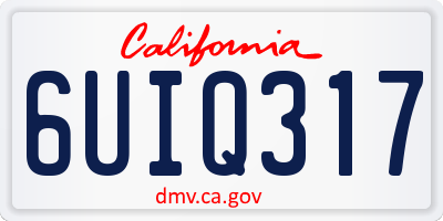 CA license plate 6UIQ317