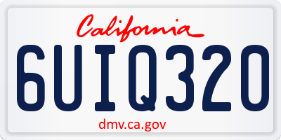 CA license plate 6UIQ320