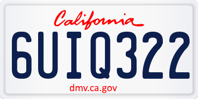 CA license plate 6UIQ322
