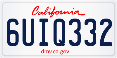 CA license plate 6UIQ332