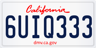 CA license plate 6UIQ333