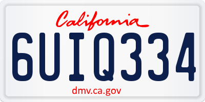 CA license plate 6UIQ334