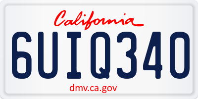 CA license plate 6UIQ340