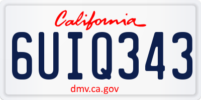 CA license plate 6UIQ343