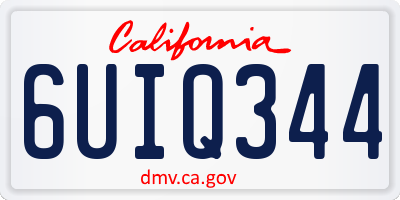 CA license plate 6UIQ344