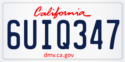 CA license plate 6UIQ347