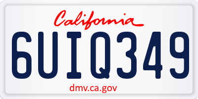 CA license plate 6UIQ349