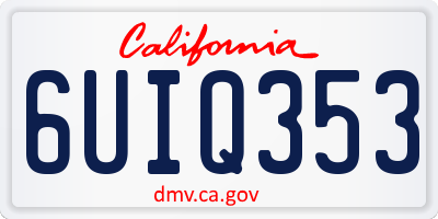 CA license plate 6UIQ353