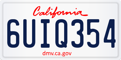 CA license plate 6UIQ354