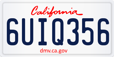 CA license plate 6UIQ356