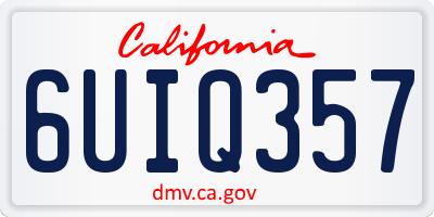 CA license plate 6UIQ357