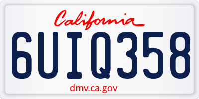 CA license plate 6UIQ358