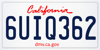 CA license plate 6UIQ362