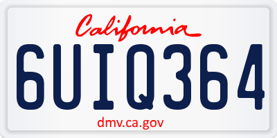 CA license plate 6UIQ364