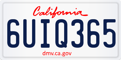 CA license plate 6UIQ365