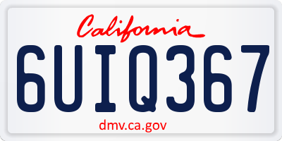CA license plate 6UIQ367