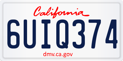 CA license plate 6UIQ374