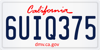 CA license plate 6UIQ375