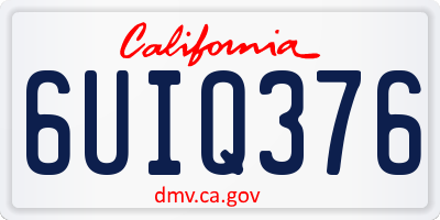 CA license plate 6UIQ376