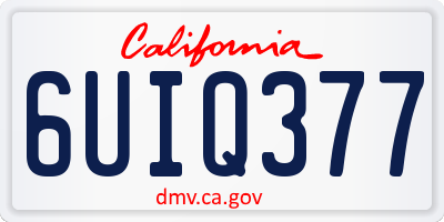 CA license plate 6UIQ377