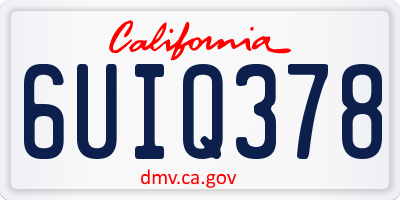CA license plate 6UIQ378