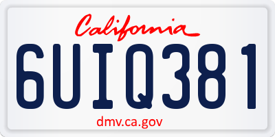 CA license plate 6UIQ381