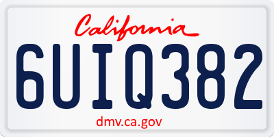 CA license plate 6UIQ382