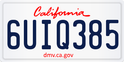 CA license plate 6UIQ385
