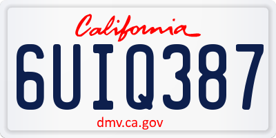 CA license plate 6UIQ387