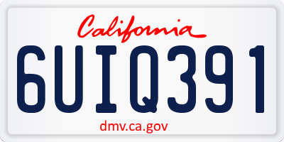 CA license plate 6UIQ391