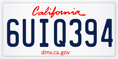 CA license plate 6UIQ394