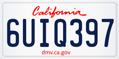 CA license plate 6UIQ397